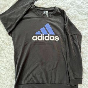 Large Mens Black & Blue/White Logo Adidas Crewneck Sweater